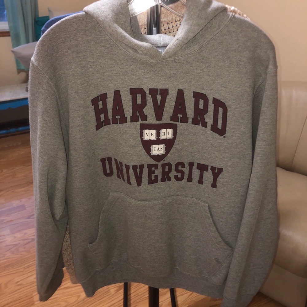 grey Harvard University hoodie